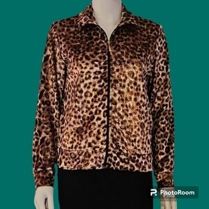 VTG MIRROR IMAGE 1980s Satin Leopard Print Baddie Zipper Jacket